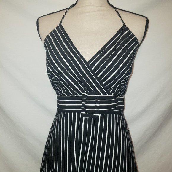 NWT Max & Cleo Sleeveless Dress Black White Stripe 4 - Picture 2 of 8